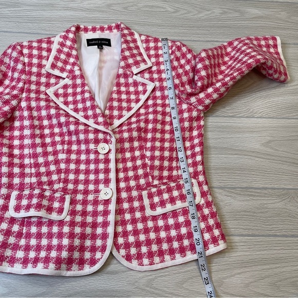 Isabel & Nina Pink White Tweed Blazer Skirt Set Coquette Chic Women’s size 8 - Picture 9 of 17